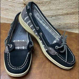 SPERRY WOMEN’S ANGELFISH BRETON STRIPE MESH SLIP-ON BOAT SHOE